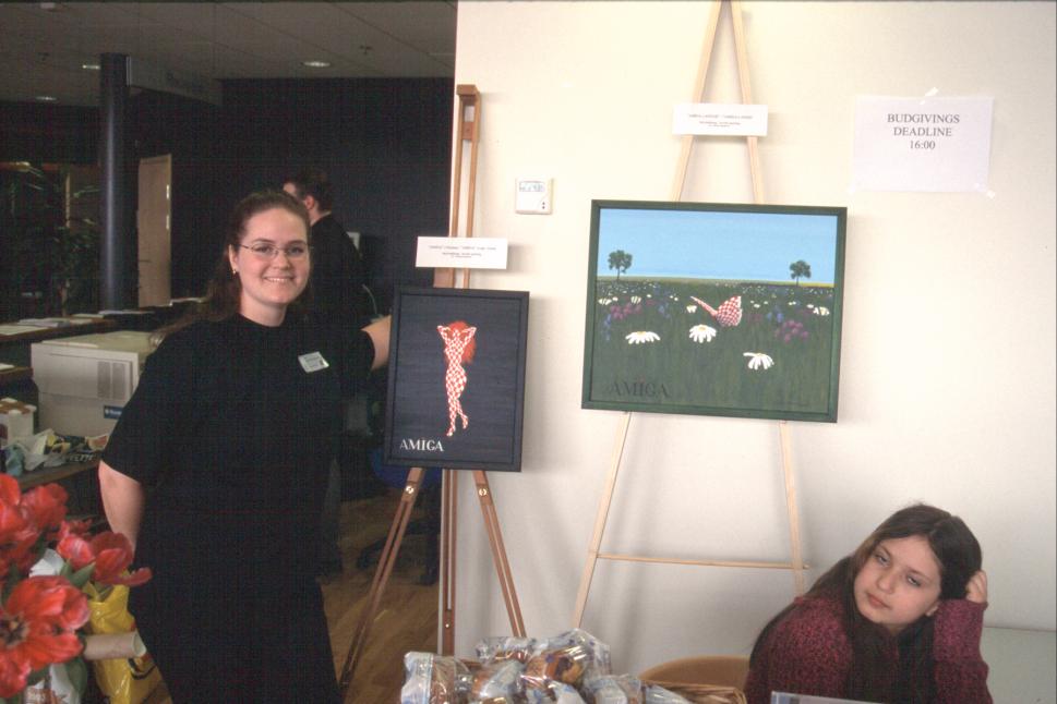 Lotta Bergstr&ouml;m with some of her art.