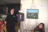 Lotta Bergstr&ouml;m with some of her art.