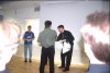 Tommy Strand from NAF handing out prizes for their own quiz, while Johan "Malm&ouml;killen" Wahlstr&ouml;m in the blue Amiga shirt is getting ready to get his.