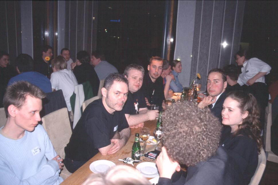 Oh, good; some Swedes of whom I know at least most of the names: Robert Kihl, Student_K, Erik, Kjell "Sharakmir" Breding, and across from him Lars "Vigil" Breding, Lotta Bergstr&ouml;m, and finally Shoe from yet another new angle.